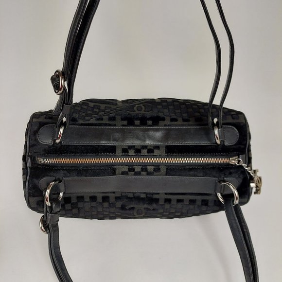 CHANEL Black Velour Velvet CC Bowler Shoulder Bag - Picture 12 of 17